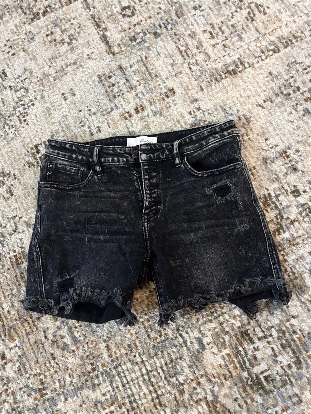 KanCan Black Washed Distressed Jean Shorts